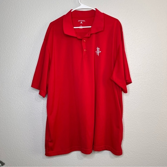 Houston Rockets Mens XXL Short Sleeve Polo Shirt Red Antigua - Picture 8 of 8